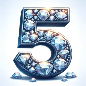 Number Five Encrusted with Diamonds and Gems