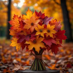 Bouquet of Autumn Maple Leaves with Fall Colors
