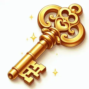 Ornate Golden Antique Key with Heart-Shaped Design