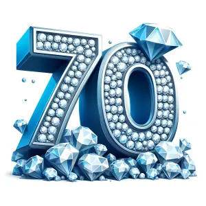 Blue Diamond Styled Number 70 with Gems