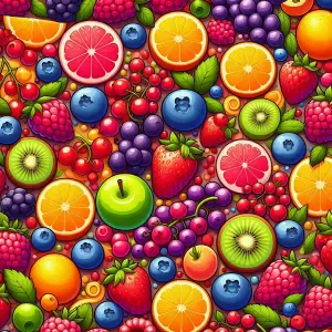 Colorful Pattern of Various Fresh Fruits and Berries