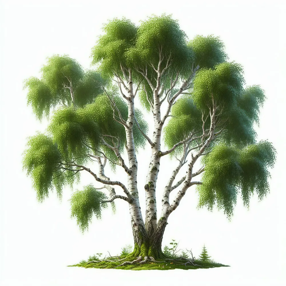 Mature Silver Birch Tree with Lush Green Foliage