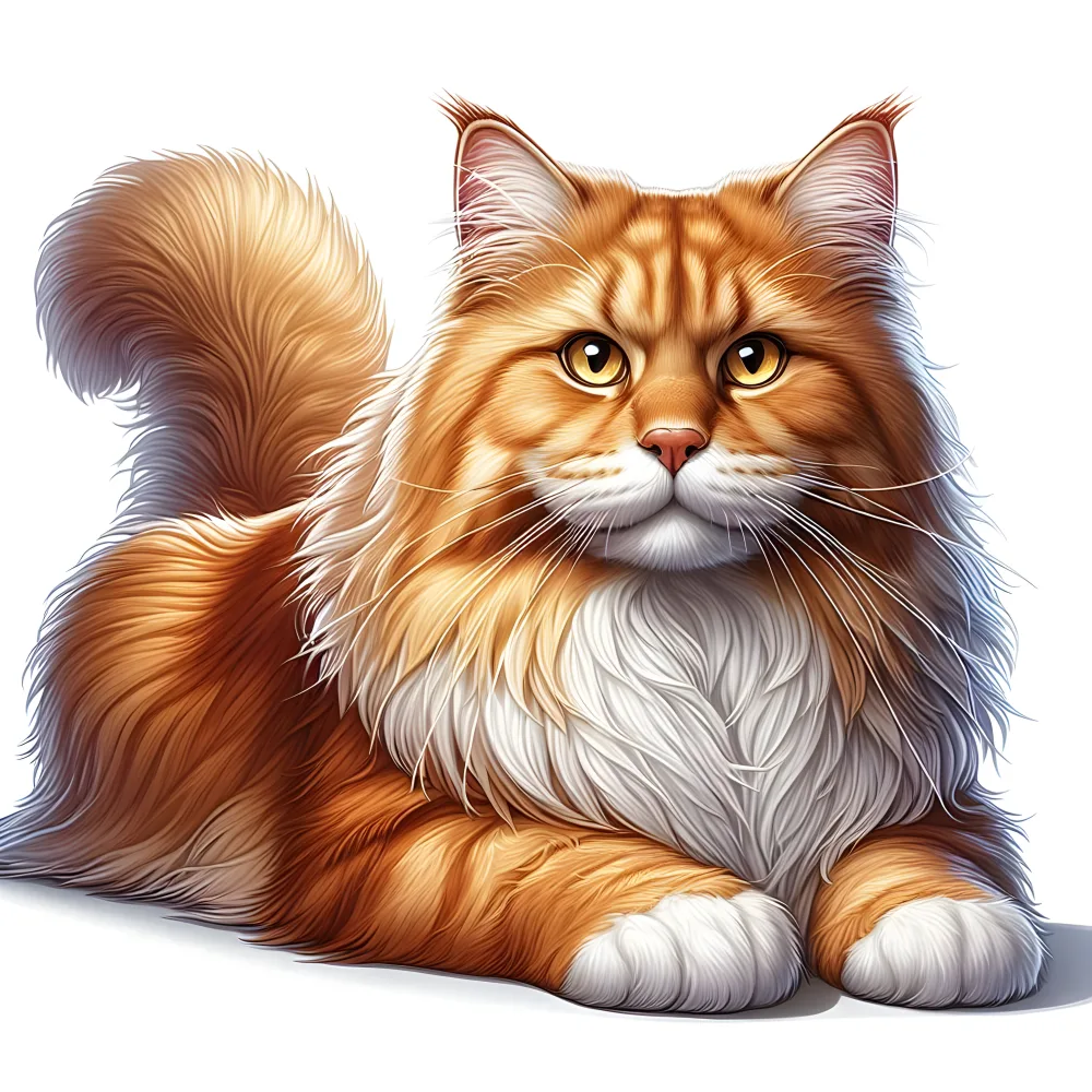 Detailed Illustration of a Fluffy Orange Tabby Cat
