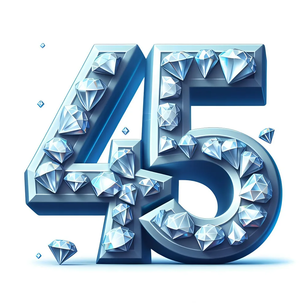 Number 45 Decorated with Sparkling Diamonds