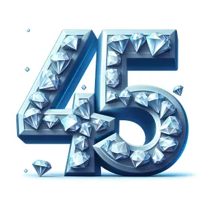Number 45 Decorated with Sparkling Diamonds