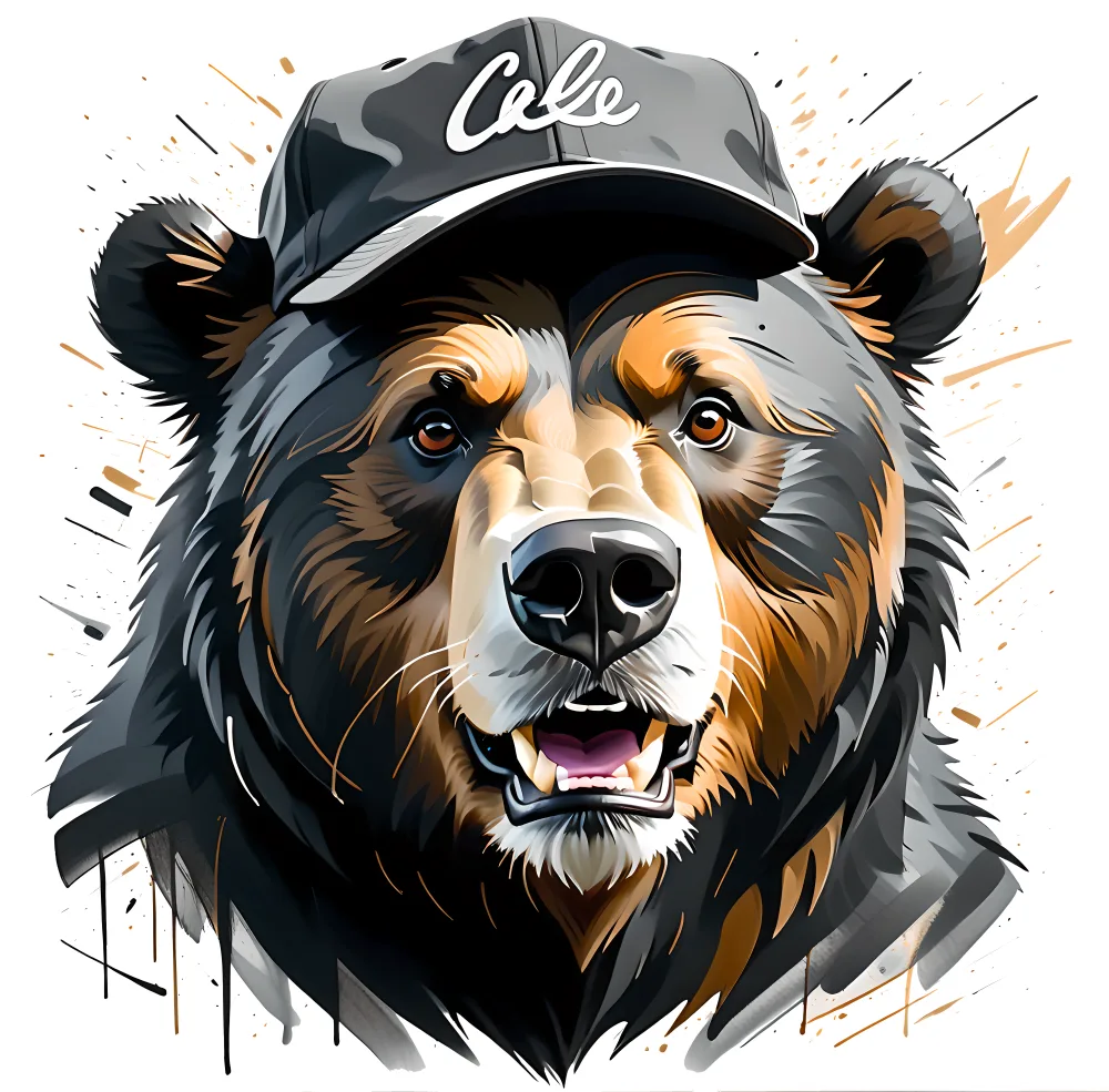 Digital Art of Bear Wearing a Cap