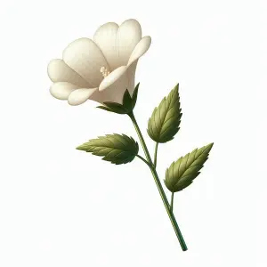 Illustration of White Bell-Shaped Flower with Green Leaves