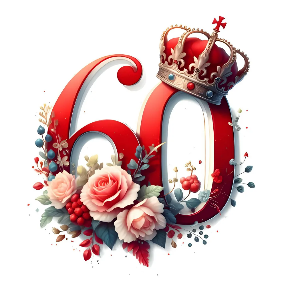 Elegant 60th Anniversary Decoration with Crown and Floral Arrangement