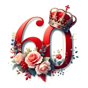 Elegant 60th Anniversary Decoration with Crown and Floral Arrangement