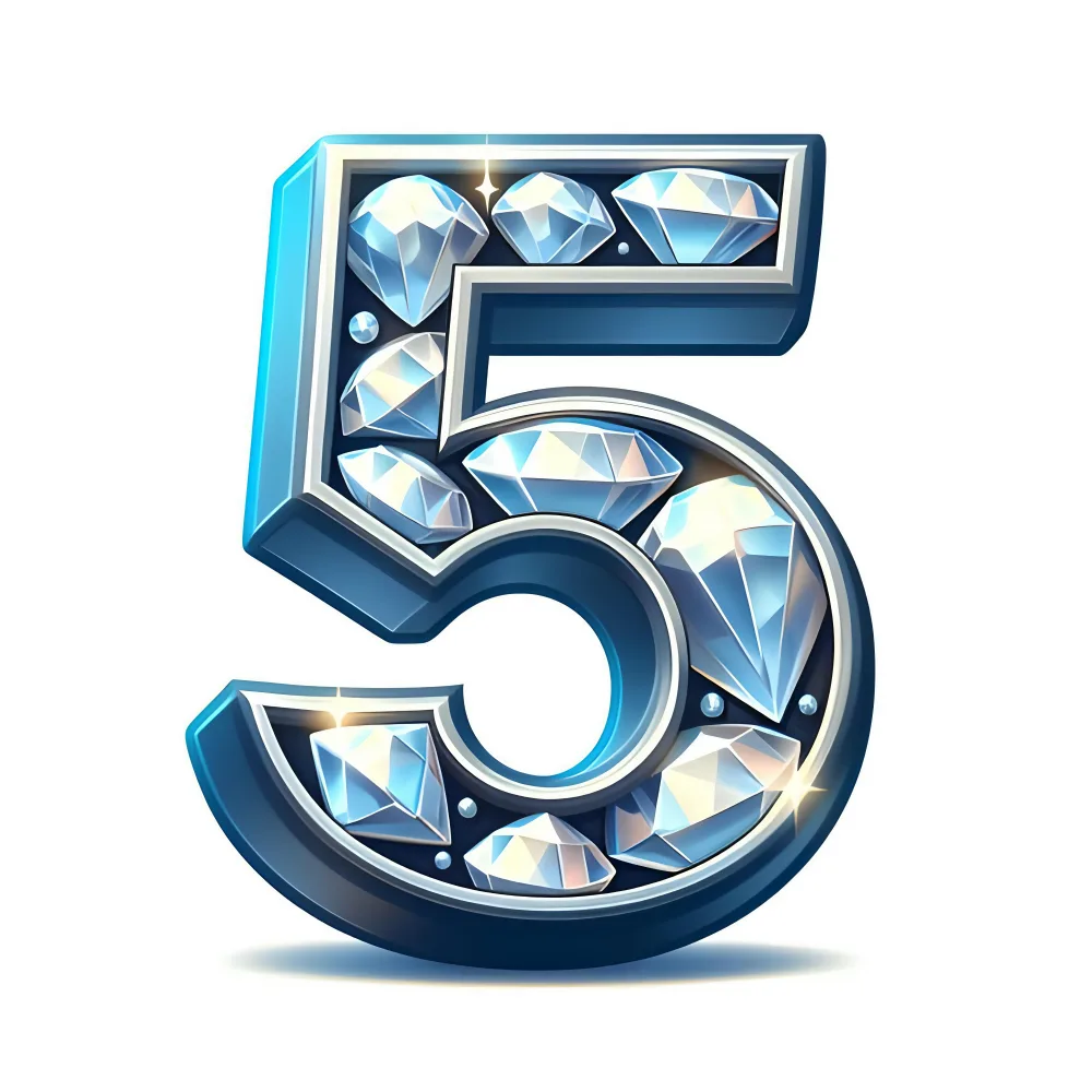Blue Number 5 Filled with Diamonds