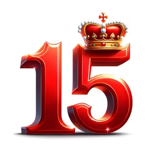 Red Number Fifteen with Royal Crown