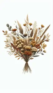 Bouquet of Dried Flowers and Grasses in Warm Earth Tones