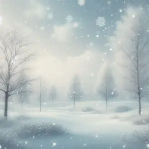 Soft Snowfall Over a Winter Forest Landscape