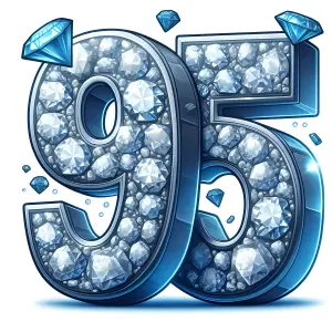 Number 95 Encrusted with Shining Diamonds Illustration