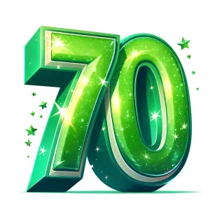 Sparkling Green Number 70 with Stars
