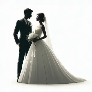 Elegant Bride and Groom Silhouette Wedding Portrait