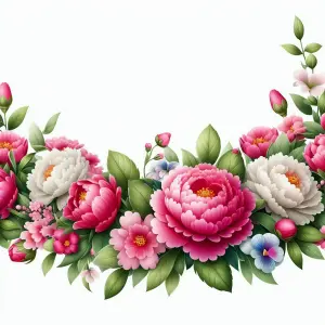 Colorful Floral Arrangement with Peonies and Leaves