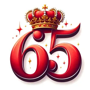 Red 65th Anniversary Number with Royal Crown