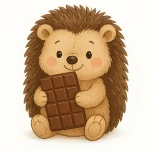 Cute Cartoon Hedgehog Holding Chocolate Bar Illustration