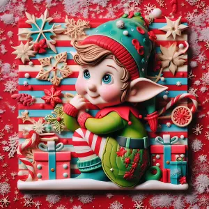 Festive Christmas Elf Figurine with Presents and Snowflakes