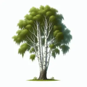 Cluster of Birch Trees with Lush Green Foliage