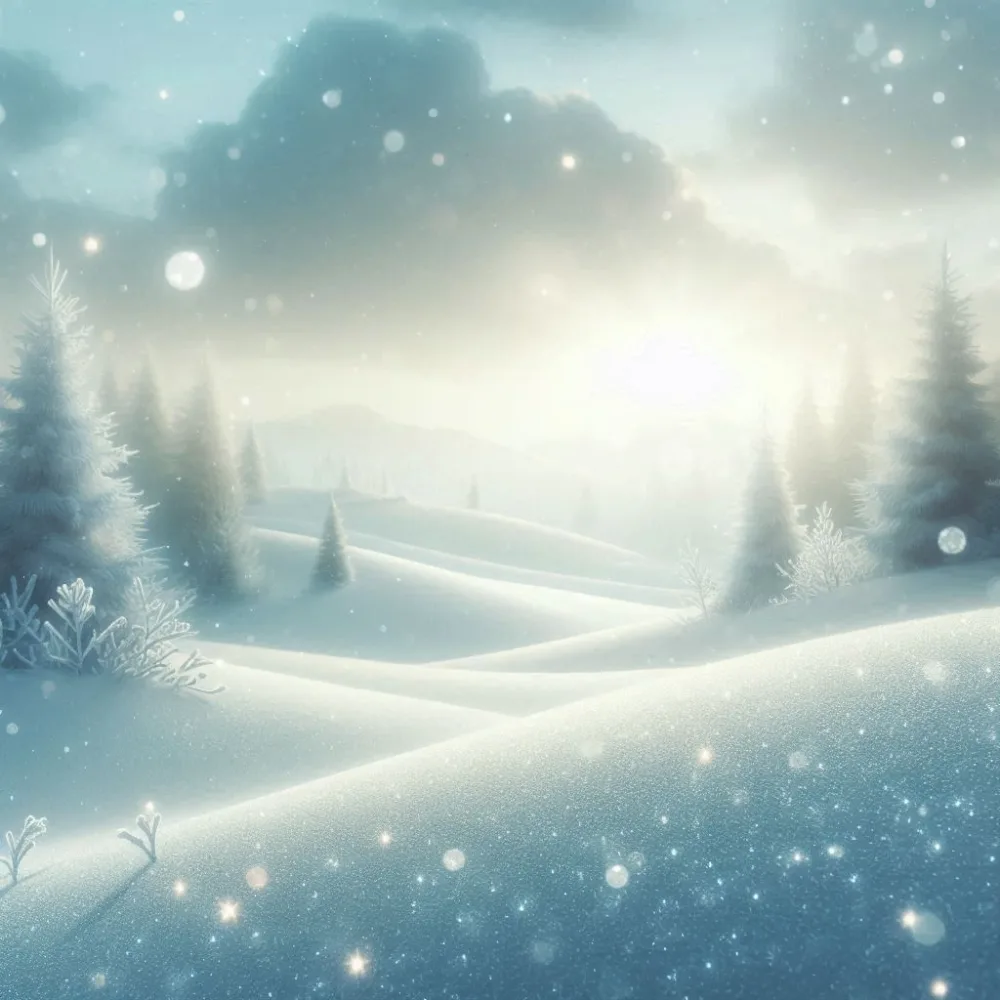 Sparkling Snowy Winter Landscape with Sunlit Pine Trees