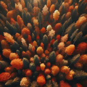 Aerial View of Colorful Autumn Forest