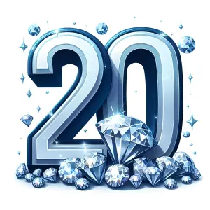 Sparkling Number 20 with Diamonds