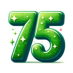 Bright Green Glitter Number 75 Illustration