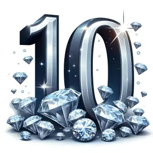 Shiny Number Ten with Diamonds