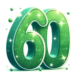 Shiny Green Glittering Number 60