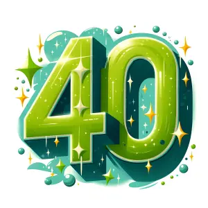 Shiny Green Number 40 with Sparkles