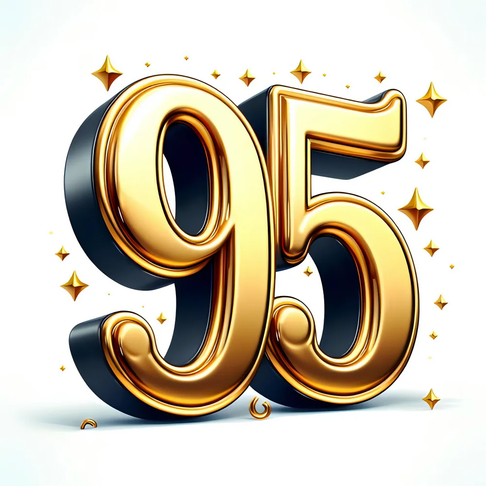 Golden Number 95 with Shiny Sparkles