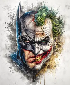 Half Batman Half Joker Artistic Illustration