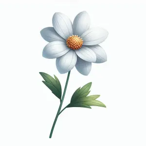 White Daisy Flower Illustration with Green Leaves
