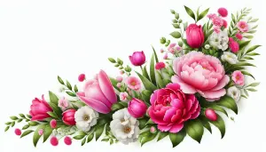 Floral Arrangement with Pink Peonies and Tulips