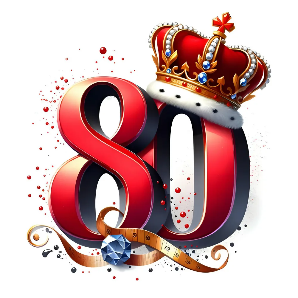 80th Birthday Celebration with Royal Crown and Measuring Tape