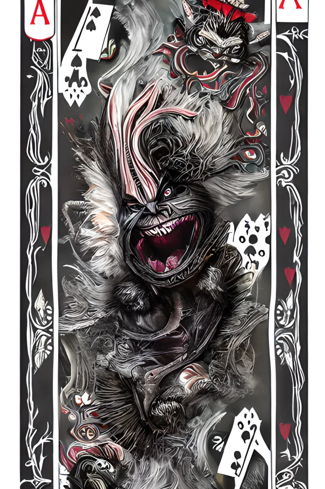 Surreal Dark Joker Illustration on Ace of Spades Playing Card