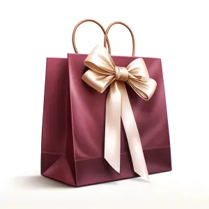 Elegant Maroon Gift Bag with Cream Satin Bow