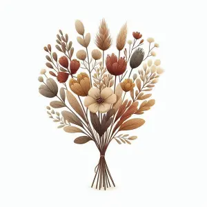 Elegant Bouquet of Dried Flowers and Foliage in Neutral Tones
