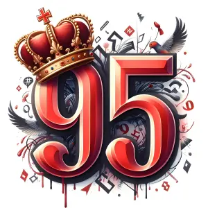 Artistic 95 Number with Crown and Abstract Design
