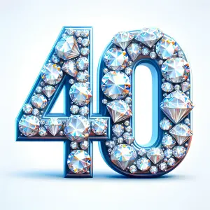 Number 40 Decorated with Sparkling Diamonds