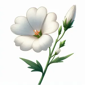 White Bellflower with Green Leaves and Buds