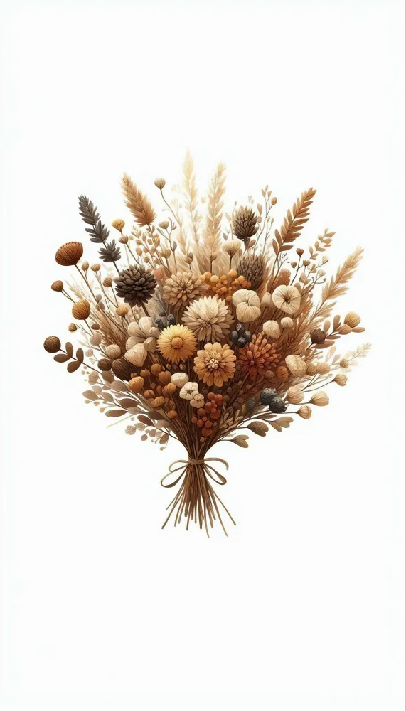 Neutral Toned Dried Flower Bouquet with Varied Textures