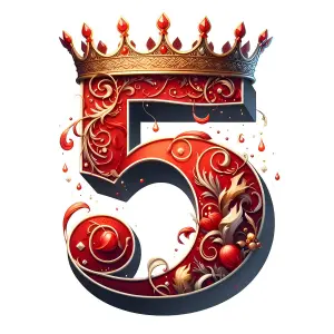 Ornate Red Number 5 with Royal Crown