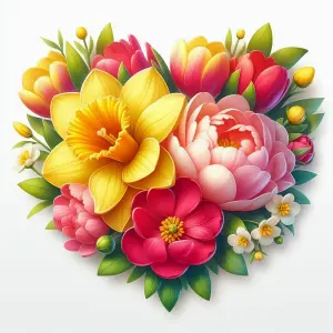 Colorful Floral Bouquet with Yellow Daffodils and Pink Peonies