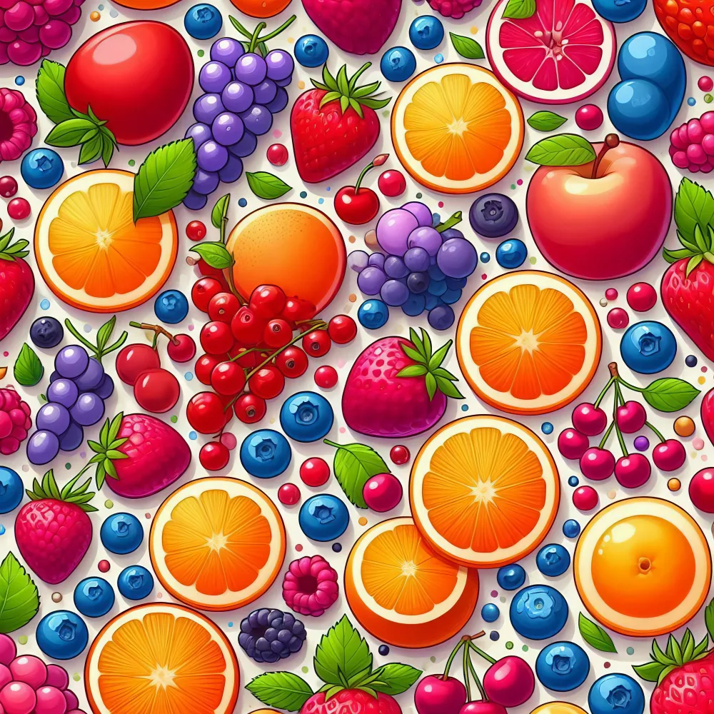 Colorful Seamless Pattern of Various Fruits