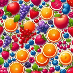 Colorful Seamless Pattern of Various Fruits