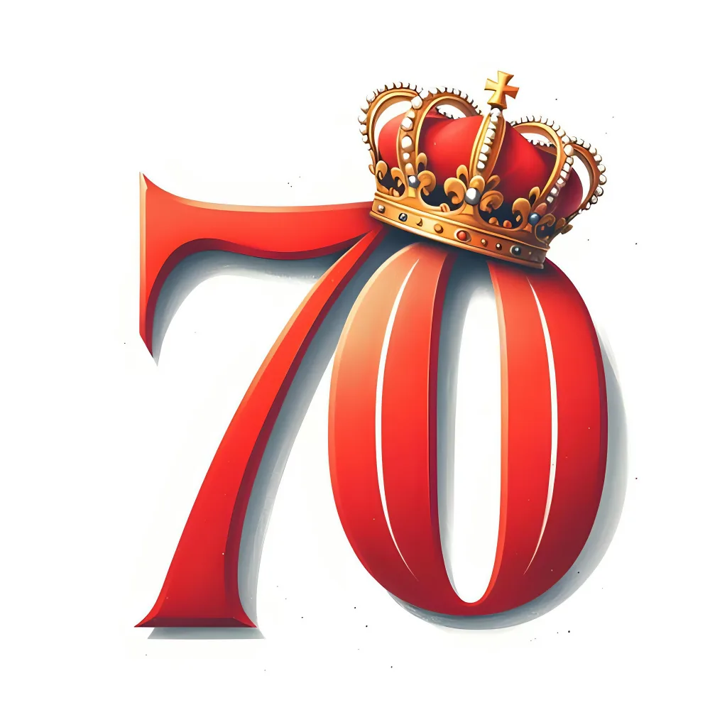 Red Number 70 with Royal Crown Illustration