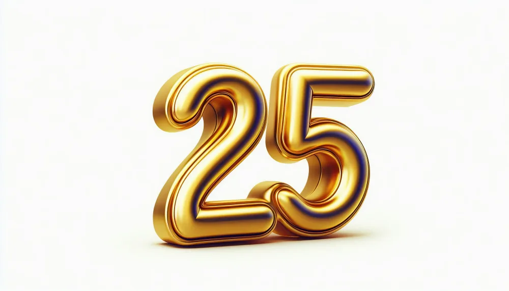 Golden Number Twenty Five 3D Illustration